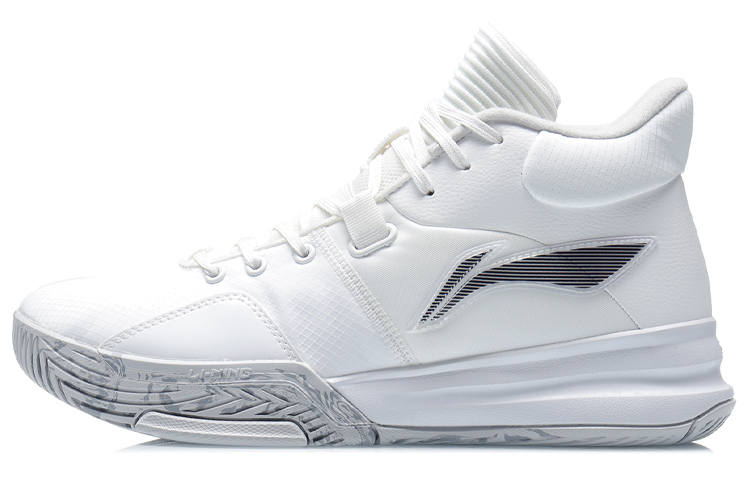 Li-Ning Li Ning Cushioning Slip Resistant Abrasion Resistant Lightweight Mid top Basketball Shoes Men's White