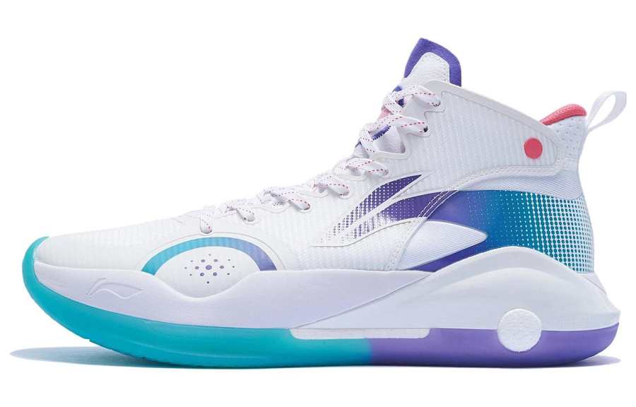 Li-Ning Li Ning YuShuai 15 Comfortable Cushioning Slip Resistant Abrasion Resistant High top Basketball Shoes Men's White Blue