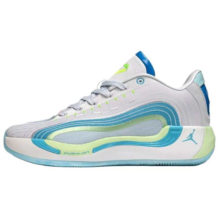 Jordan Jordan Luka 4 Slip Resistant Abrasion Resistant Low top Basketball Shoes Unisex White Blue