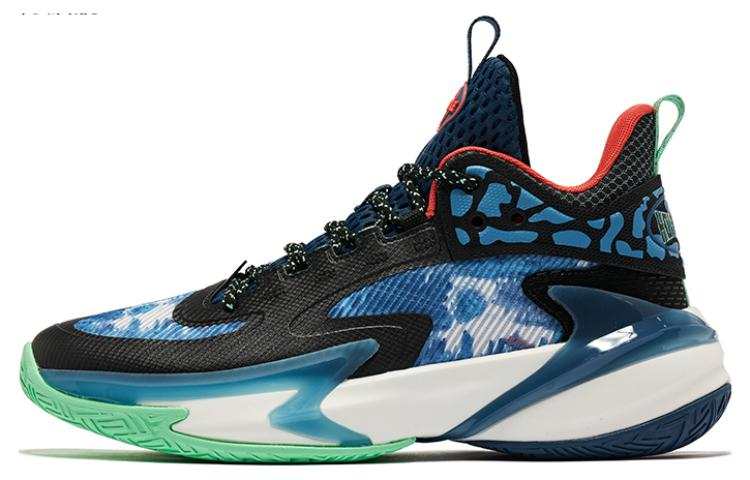 QIAODAN Sharp 6.0 Cushioning Slip Resistant Abrasion Resistant Rebound Low top Basketball Shoes Men's Black Blue Green