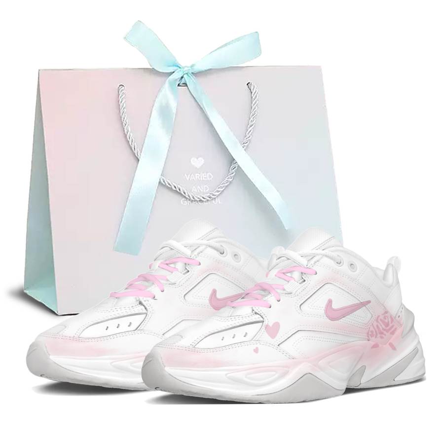 Nike Nike M2K Tekno Pink Rose Cushioning Abrasion Resistant Height Increasing Low top Chunky Sneakers Women's Pink