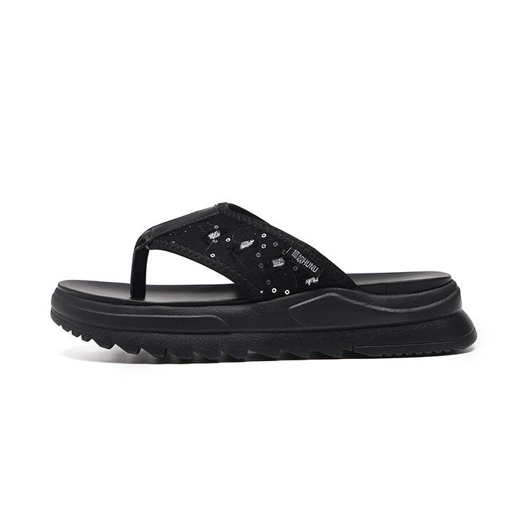 HUNU Slip Resistant Quick Dry Abrasion Resistant Slip Resistant Quick Dry Abrasion Resistant Flip Flops Men's Black