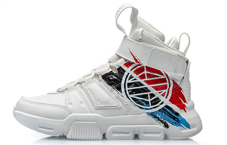 Li-Ning Li Ning Suo Collection, Wending Abrasion Resistant Breathable High top Vintage Basketball Shoes White