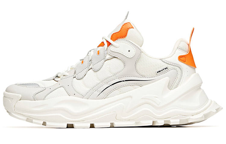 Anta Sizzling Lifestyle Collection Abrasion Resistant Breathable Low top Chunky Sneakers Men's White Gray Orange