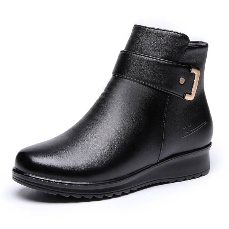 Warrior Elderly Fleece Lined Winter Comfortable Shoes Thermal Waterproof Abrasion Resistant Slip Resistant Snow Boots
