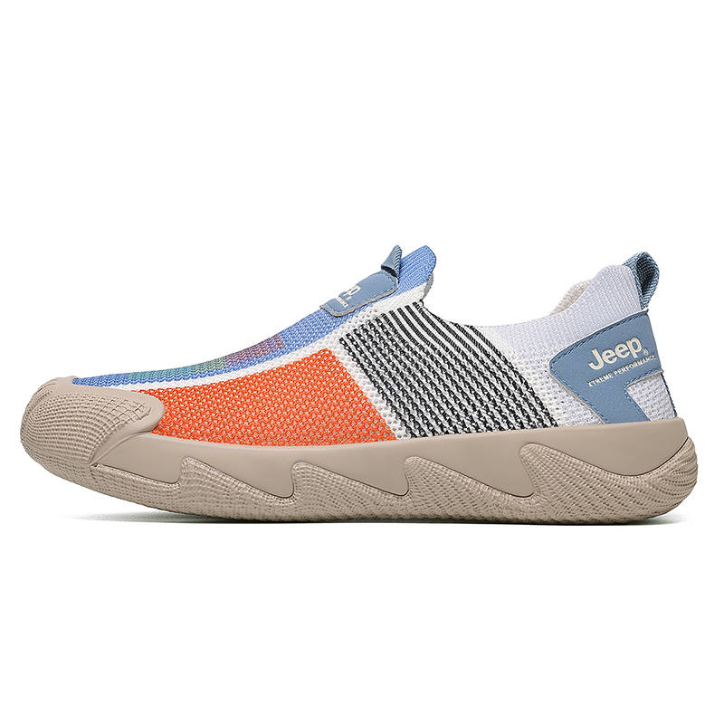 Jeep Fabric Abrasion Resistant, Breathable, Lightweight Low top Casual Shoes Men's Beige Blue