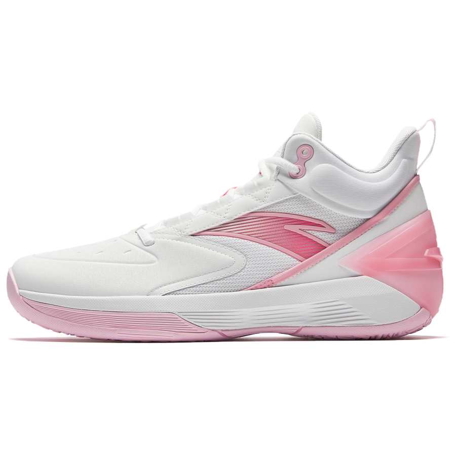 Anta Attack BM Slip Resistant Abrasion Resistant Grip High top Basketball Shoes Men's White Pink