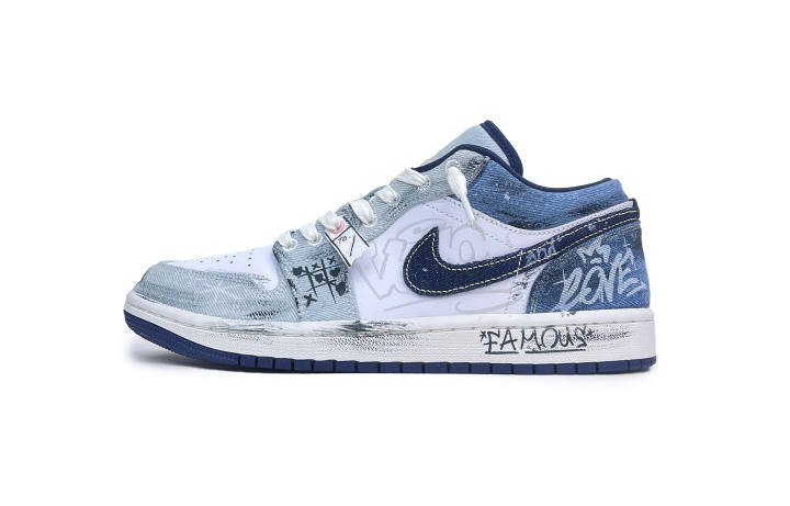 Jordan Jordan Air Jordan 1 Low SE Slumber Forest, Graffiti Heartprints Slip Resistant Abrasion Resistant Low top