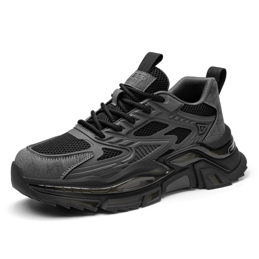 JEEP SPIRIT Black Myth Abrasion Resistant Breathable Height Increasing Low top Chunky Sneakers Men's