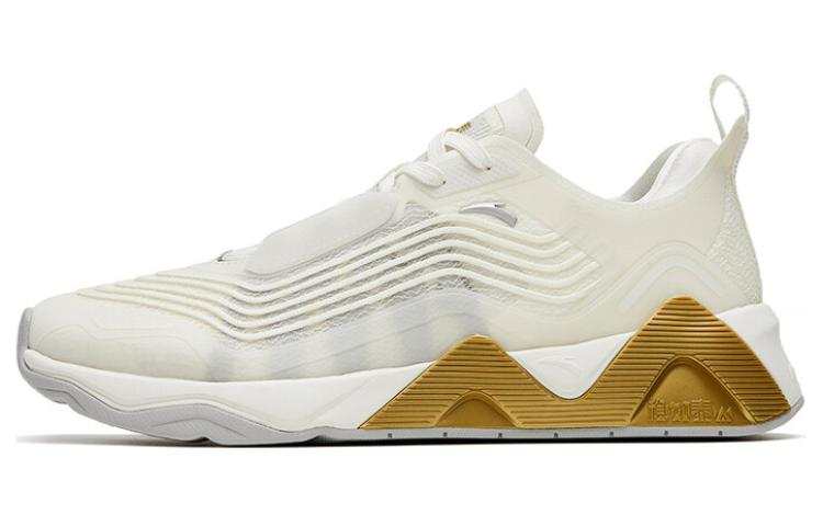 Anta Wuer Tai Shan Pro Slip Resistant Abrasion Resistant Low top Training Shoes Men's White Brown