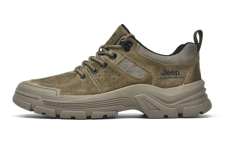 Jeep Textile, Pigskin Comfortable Round Toe Low top Outdoor Shoes Men's Khaki