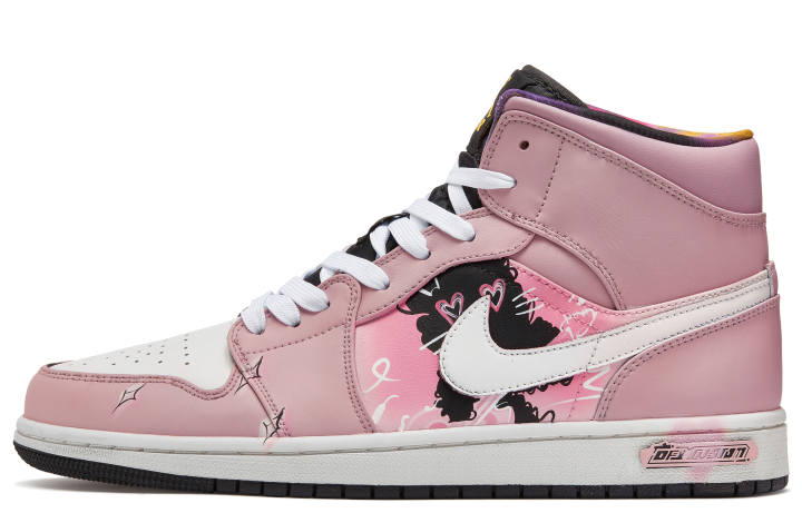 Jordan Jordan Air Jordan 1 Da Vinci Custom, Pink Neon Cushioning Slip Resistant Cushioning Slip Resistant Mid top