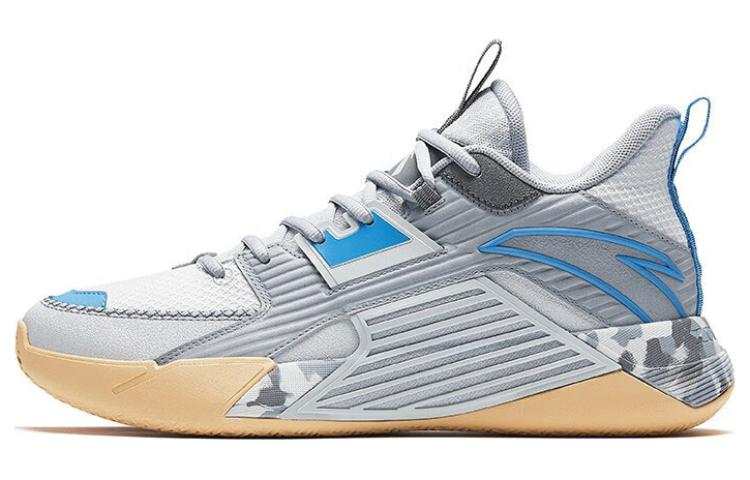 Anta Sui Yi 3 Abrasion Resistant Mid top Basketball Shoes Men's Gray Blue