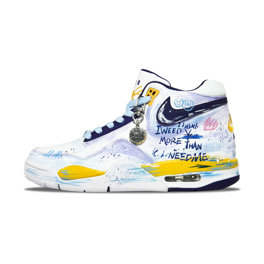 Nike Nike Flight Legacy Abrasion Resistant Mid top Vintage Basketball Shoes Men's White Blue