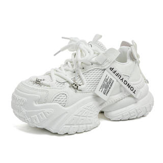 LONGZHIWU PU, Mesh Breathable Height Increasing Low top Chunky Sneakers Women's
