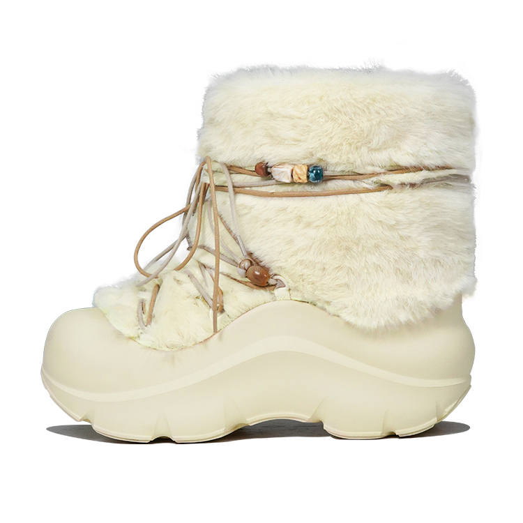 KAALIXTO Thermal Abrasion Resistant Slip Resistant Short Snow Boots Unisex Ecru