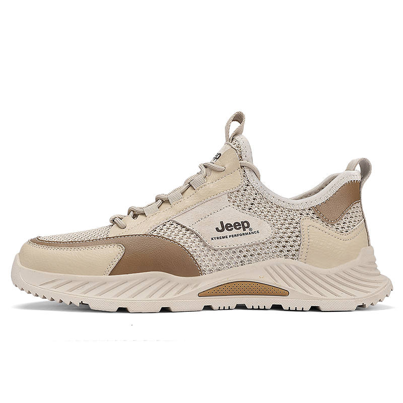 Jeep Abrasion Resistant Cushioning, Odor Resistant Low top Mountaineering Hiking Shoes Men's Beige