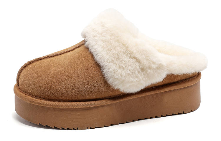 WARRIOR Warrior Cow Split Leather, Thickened And Fleece Lined, Comfortable Versatile, Mules Shoes Ankle Length Snow Boots