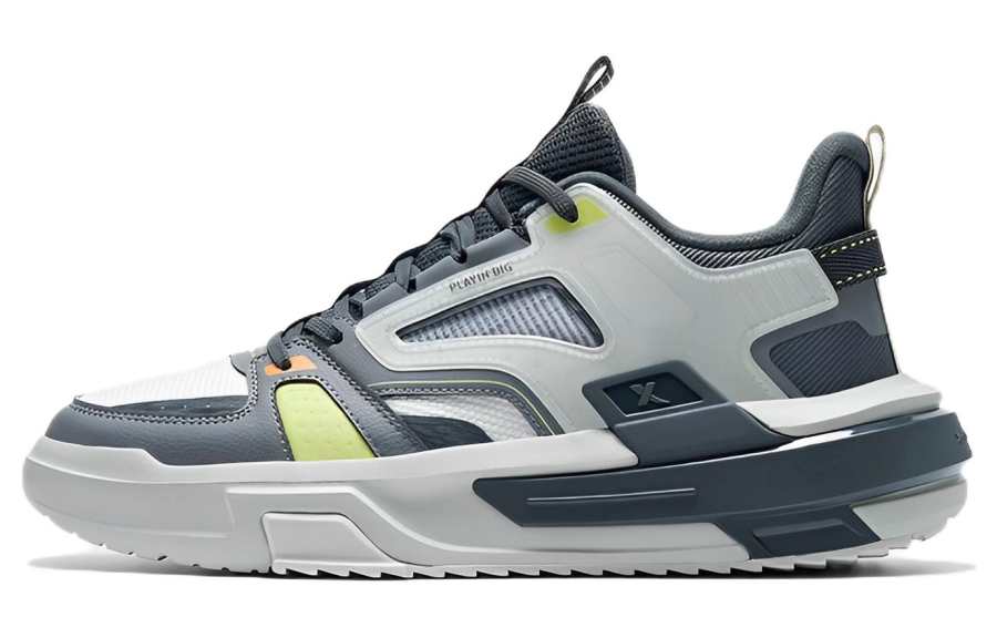 XTEP Takeover Cushioning Slip Resistant Abrasion Resistant Low top Performance Basketball Shoes Men's Gray White