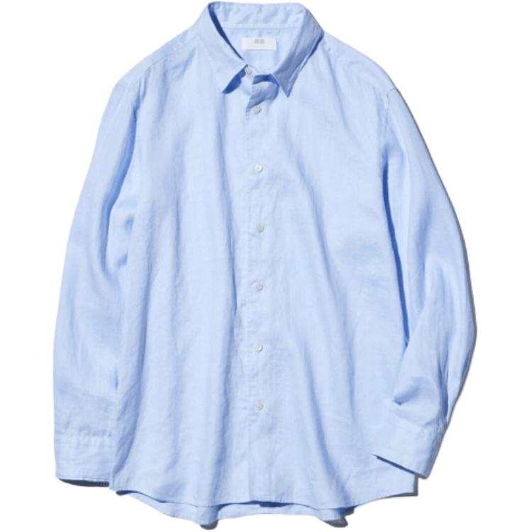 UNIQLO SS26 Shirts Unisex 61 Aqua Blue Lapel Moderate