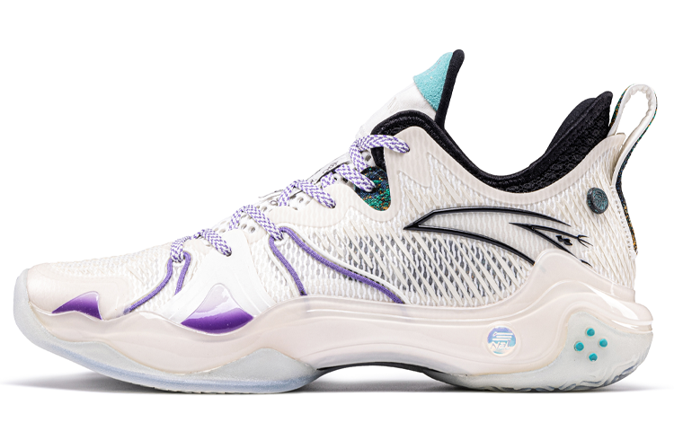 ANTA COURTMAN X ANTA Shock Wave 4 Pro Basketball Shoes Men's Low Top White Purple