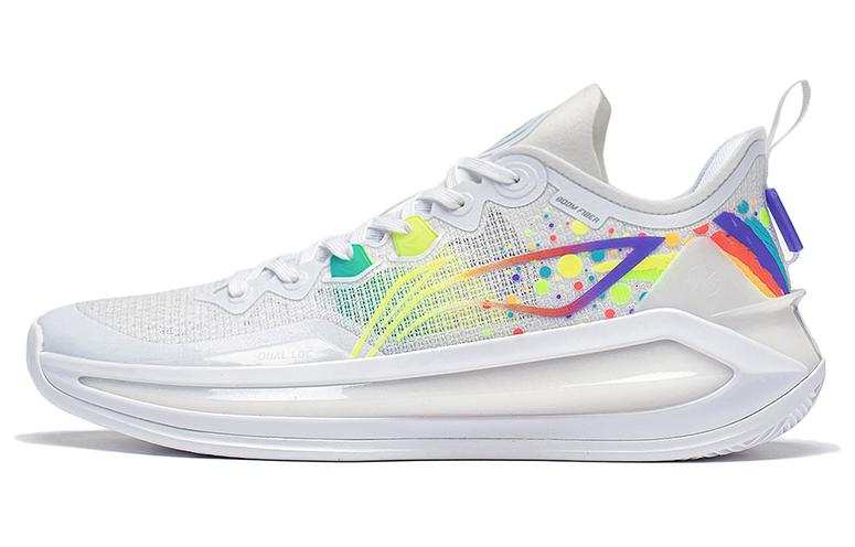 Li-Ning Li Ning Liren 3 V2 Rainbow Abrasion Resistant Breathable Low top Basketball Shoes Unisex Fluorescent White Yellow
