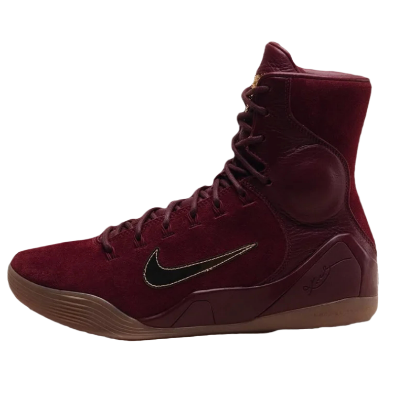 Nike Nike Kobe 9 Leather Slip Resistant Abrasion Resistant High top Basketball Shoes Unisex Red