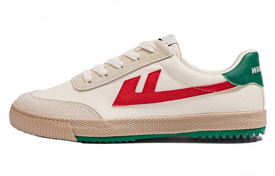 Warrior Wear resistant, Lightweight, Breathable, And Non slip. Low top Canvas Shoes Unisex Beige Red