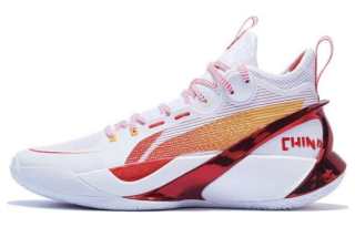 Li-Ning Li Ning SONIC Ultra Cushioning Slip Resistant Abrasion Resistant Mid top Basketball Shoes Men's White Red
