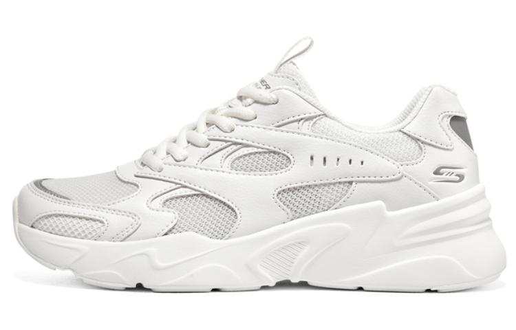 Skechers BOBS BAMINA Mesh, Leather Lace Up Low top Chunky Sneakers Women's White