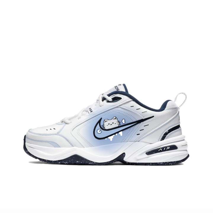 Nike Nike Air Monarch 4 Slip Resistant Abrasion Resistant Low top Chunky Sneakers Unisex White Blue