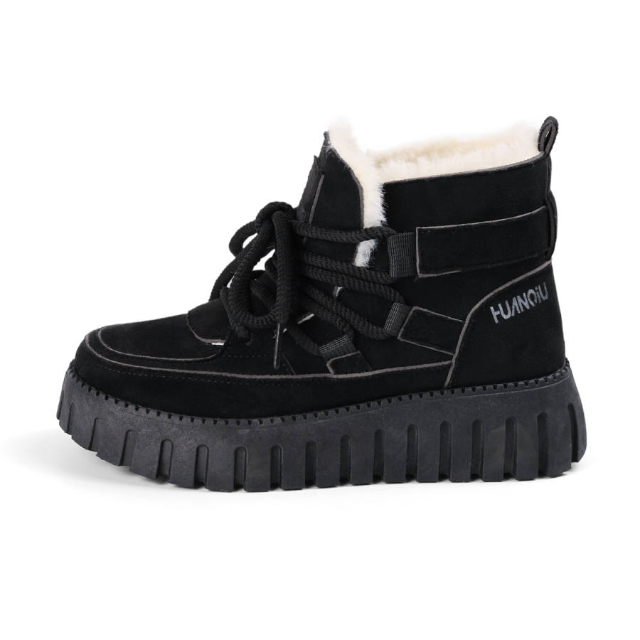 HUANQIU Thermal Abrasion Resistant Thickened And Fleece Lined, Versatile Short Snow Boots Women's