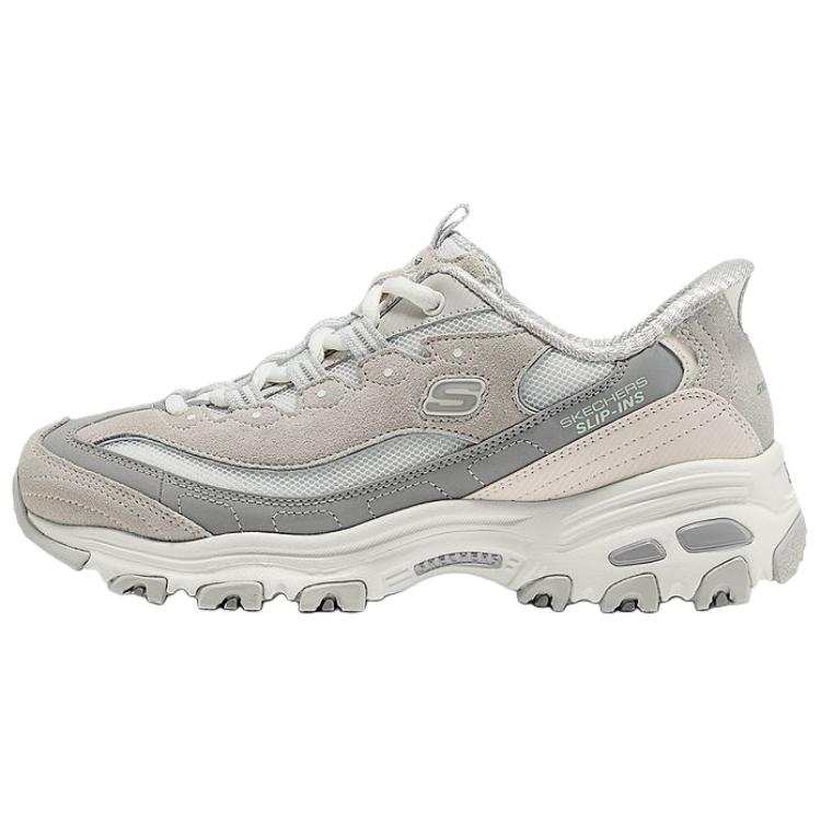 Skechers DLITES Abrasion Resistant Lightweight Height Increasing Low top Chunky Sneakers Women's White Gray