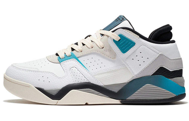 Li-Ning Li Ning Slip Resistant Abrasion Resistant Low top Vintage Basketball Shoes White Blue