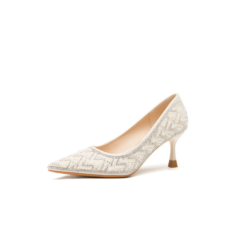 WALIBU Flared Heel High Heels 7cm Women's Ecru