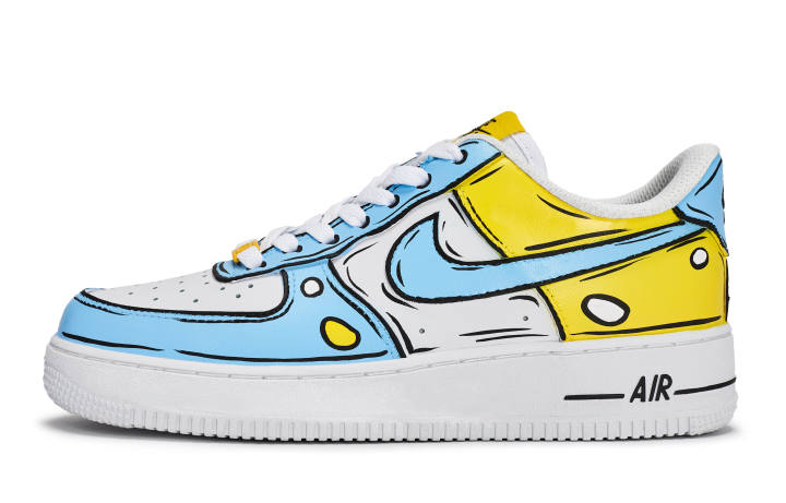 Nike Nike Air Force 1 811 Manufacturing, Dimensional Dingdong Cat Low top Skateboard Shoes Men's White Blue Yellow