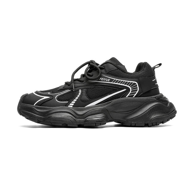 FEIYUE Slip-Resistant Abrasion-Resistant Low-top Chunky Sneakers Men's Black