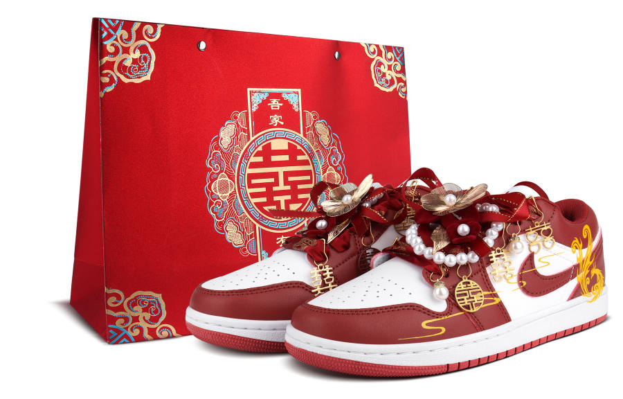 Jordan Jordan Air Jordan 1 Leather Abrasion Resistant Low top Basketball Shoes Women's Red