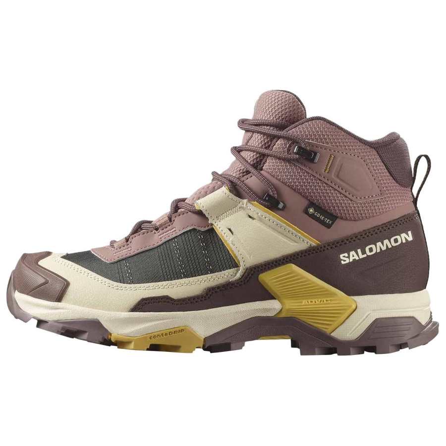 SALOMON X ULTRA 5 Fabric Waterproof And Breathable Lightweight Mid top Mountaineering Shoes Women's Beige Umber