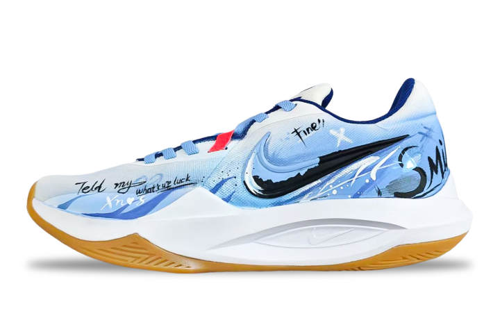 Nike Nike Precision 6 Phantom Realm, Hurricane Whisper Abrasion Resistant Low top Basketball Shoes Men's Blue White