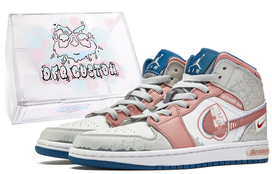 Jordan Jordan Air Jordan 1 Da Vinci Custom, Box, Full Sugar Puzzle Cushioning Slip Resistant Cushioning Slip Resistant Mid top