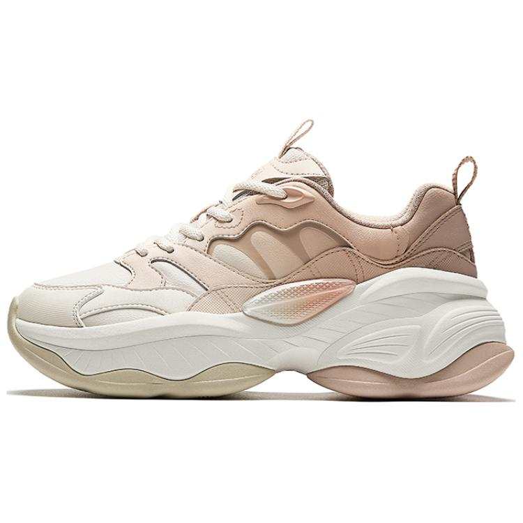 Anta Life Collection Slip Resistant Abrasion Resistant Low top Chunky Sneakers Women's White Beige Brown