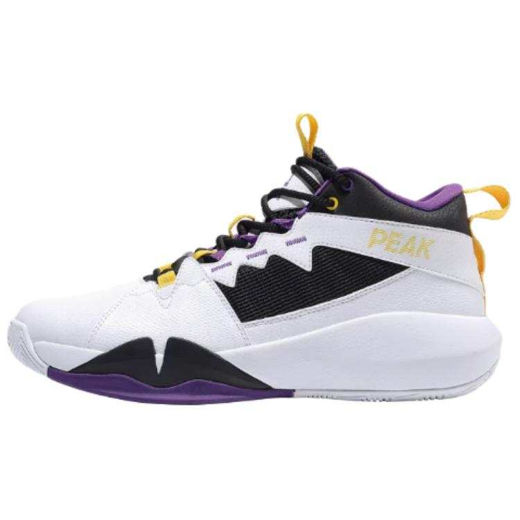 PEAK Mid top Basketball Shoes Men's White Purple