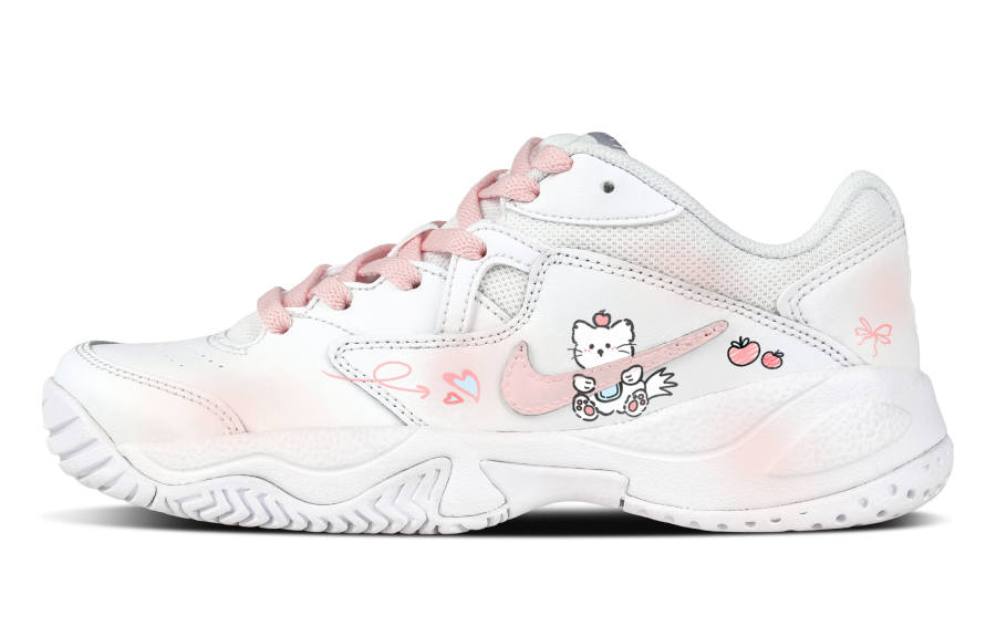 Nike Nike Court Lite 2 Pink Kitten Textile, Synthetic Leather Abrasion Resistant Low top Tennis Shoes Women's Pink White