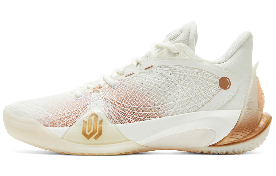 PEAK Wiggins Talent 2 Basketball Shoes Unisex Low Top Super Light White Champagne Gold