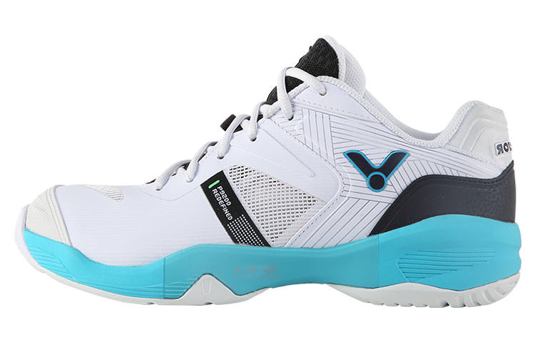 VICTOR Slip Resistant Abrasion Resistant Low top Badminton Shoes Unisex White Blue