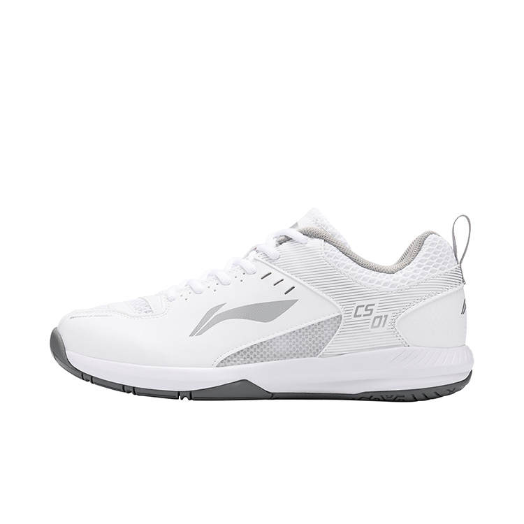 Li-Ning Li Ning Light Feather Cushioning Abrasion Resistant Breathable Lightweight Low top Badminton Shoes Unisex White Silver