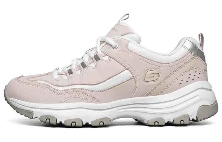 Skechers Mesh, Synthetic Leather Low top Chunky Sneakers Women's Pink White