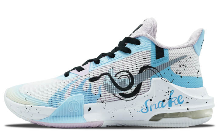 Nike Nike Air Max Impact 3 Compact Snake Slip Resistant Abrasion Resistant Low top Basketball Shoes Unisex Sky Blue