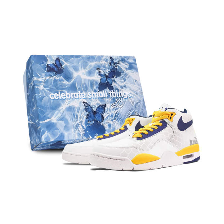 Nike Nike Flight Legacy Cushioning Slip Resistant Abrasion Resistant Mid top Vintage Basketball Shoes Men's White Blue